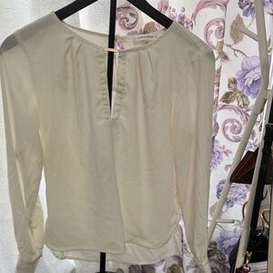 Calvin Klein Ivory Long-Sleeve Notch Blouse